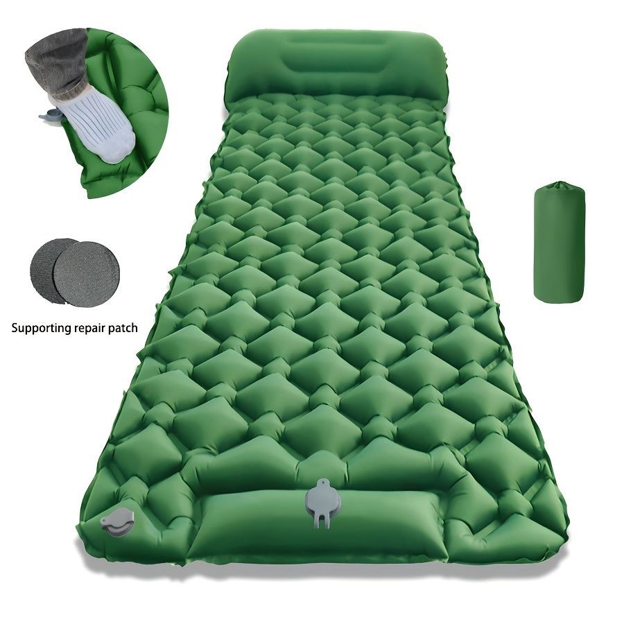 Camping Inflatable Mattress Breathable Camping Mattress Nylon Fabric Inflatable - Black - Size 190cm - Image 5