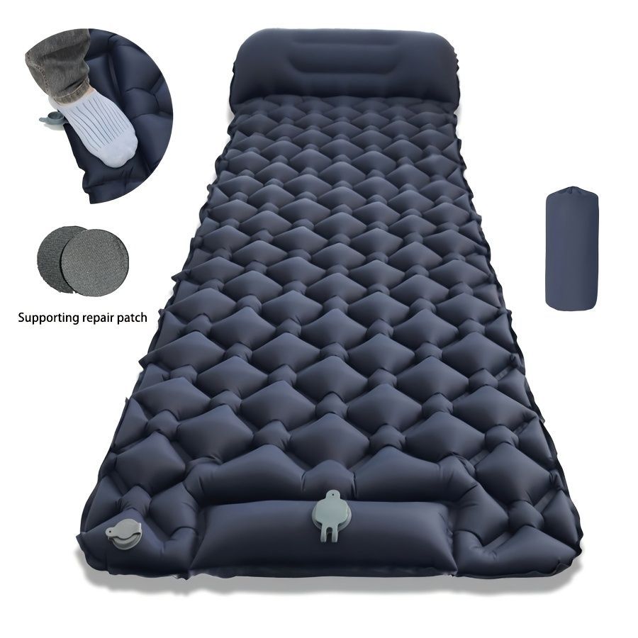 Camping Inflatable Mattress Breathable Camping Mattress Nylon Fabric Inflatable - Cyan - Size 190cm - Image 3