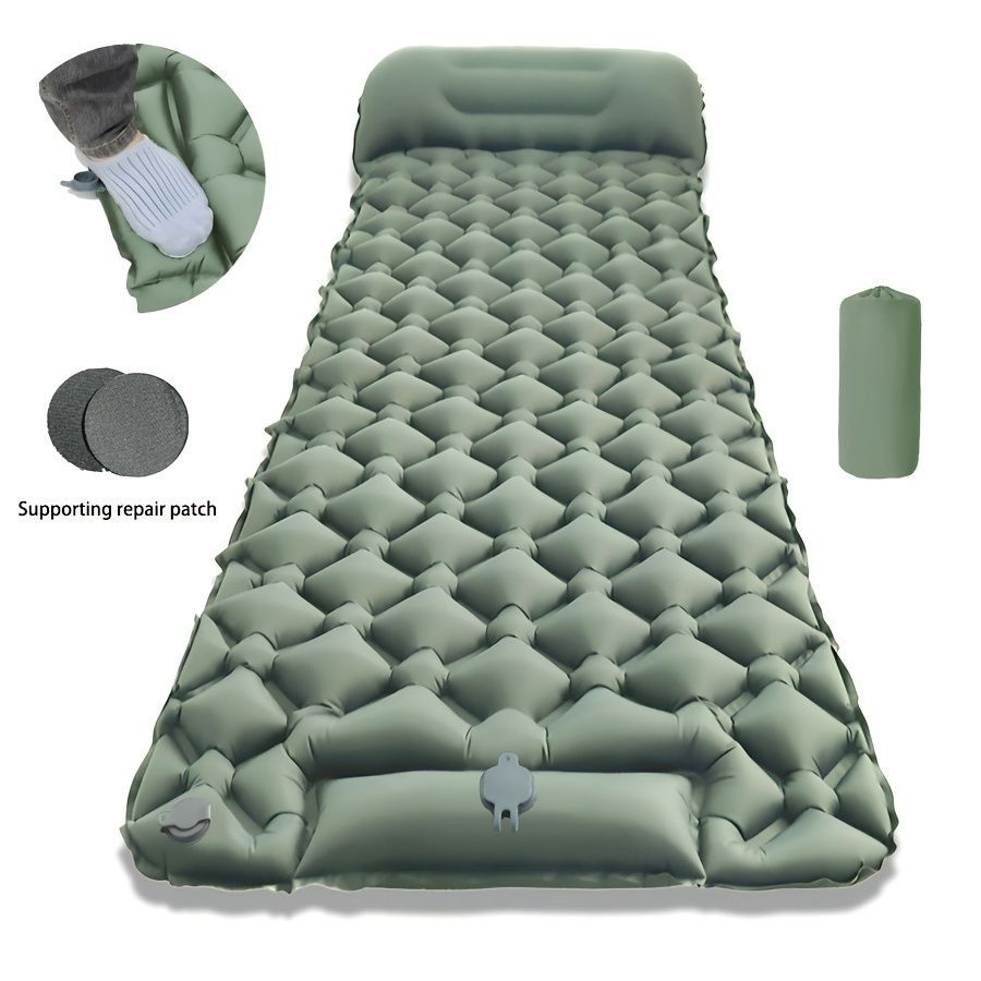 Camping Inflatable Mattress Breathable Camping Mattress Nylon Fabric Inflatable - navy blue - Size 190cm - Image 3