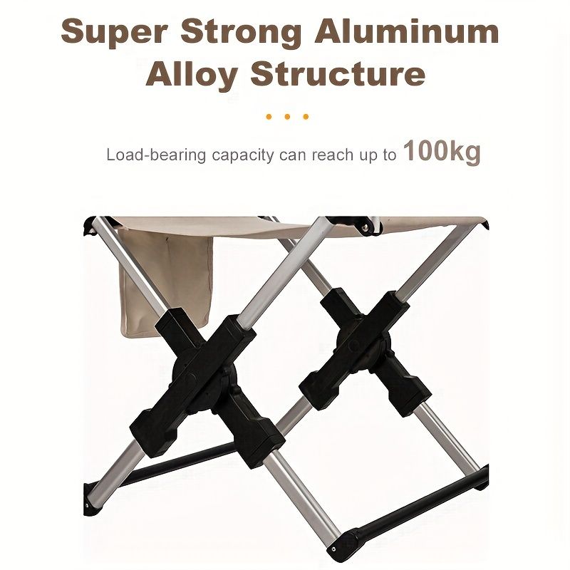 folding camping chair, portable outdoor seat, camping furniture, lightweight folding chair, carry bag included, Australian outdoor gear-Beige - Image 1