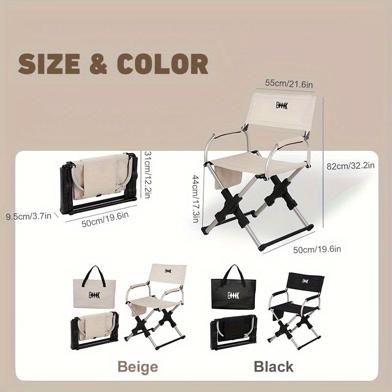 folding camping chair, portable outdoor seat, camping furniture, lightweight folding chair, carry bag included, Australian outdoor gear-Beige - Image 5