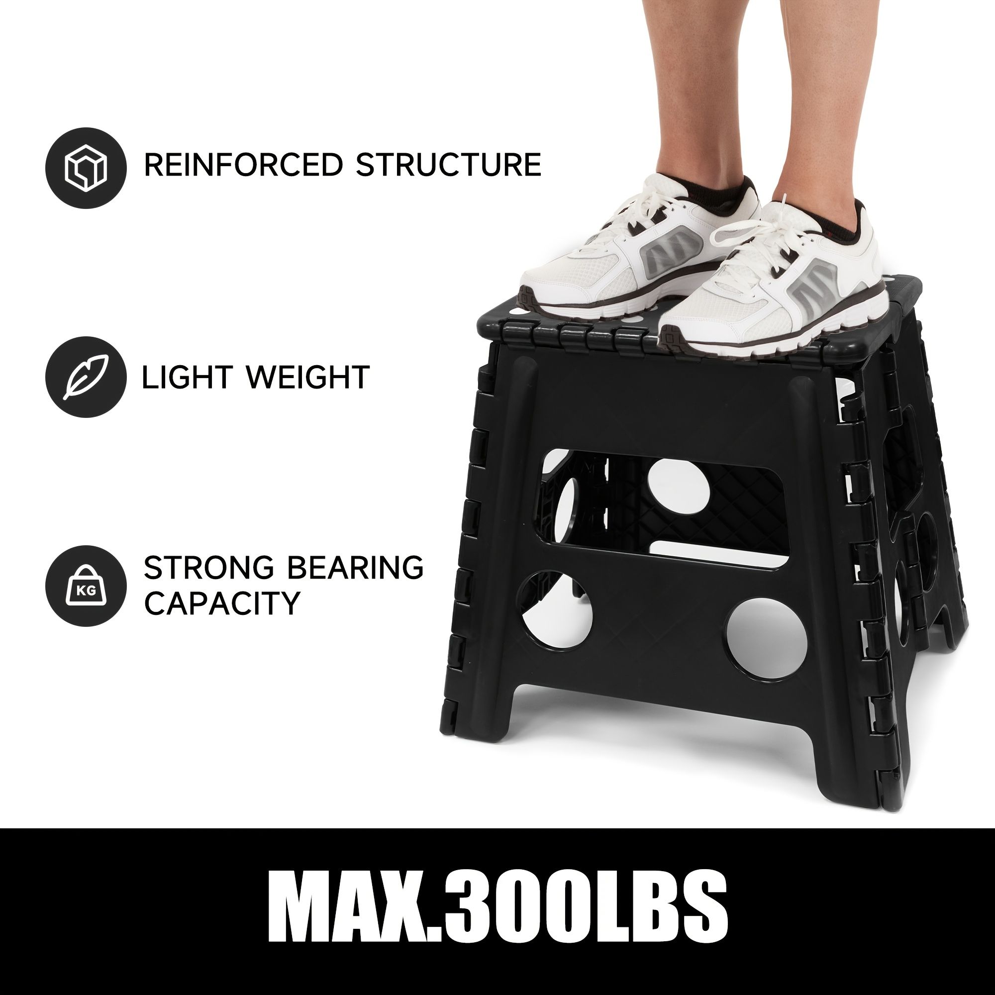 Black foldable camping stool, portable camping seat, lightweight outdoor furniture, durable stool for camping, compact camping gear - Image 3