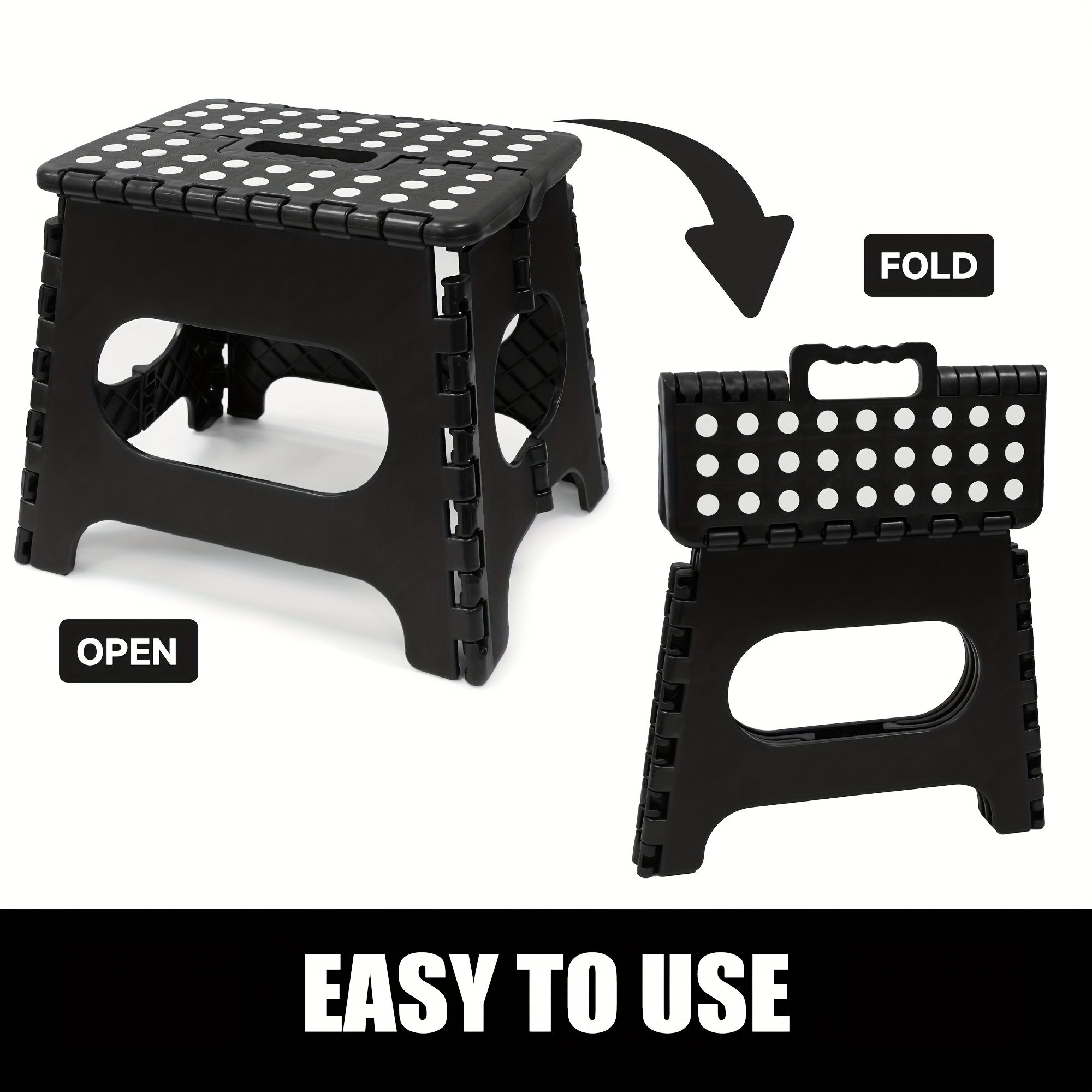 Black foldable camping stool, portable camping seat, lightweight outdoor furniture, durable stool for camping, compact camping gear - Image 4