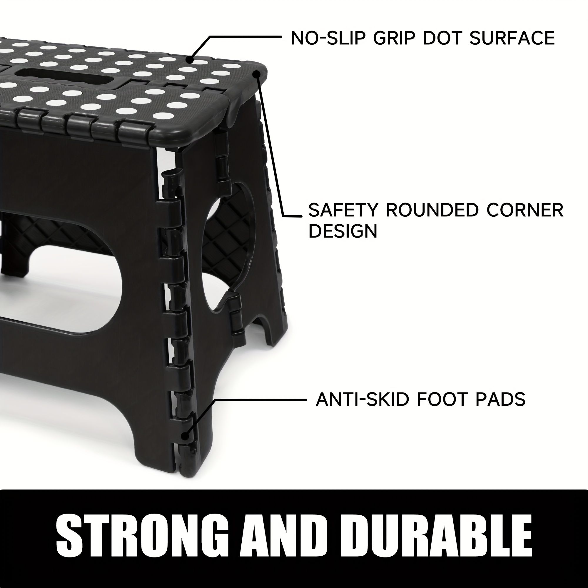 Black foldable camping stool, portable camping seat, lightweight outdoor furniture, durable stool for camping, compact camping gear - Image 5
