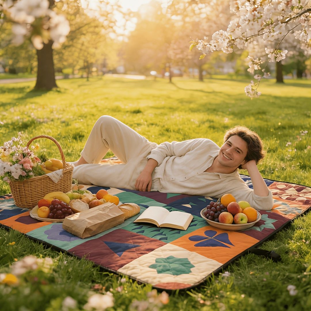 Outdoor Camping Quilted Picnic Mat – Three-Layer Design, Portable & Stylish - Image 7