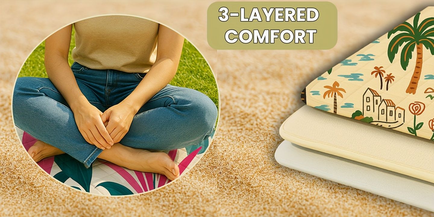 Outdoor Camping Quilted Picnic Mat – Three-Layer Design, Portable & Stylish - Image 8