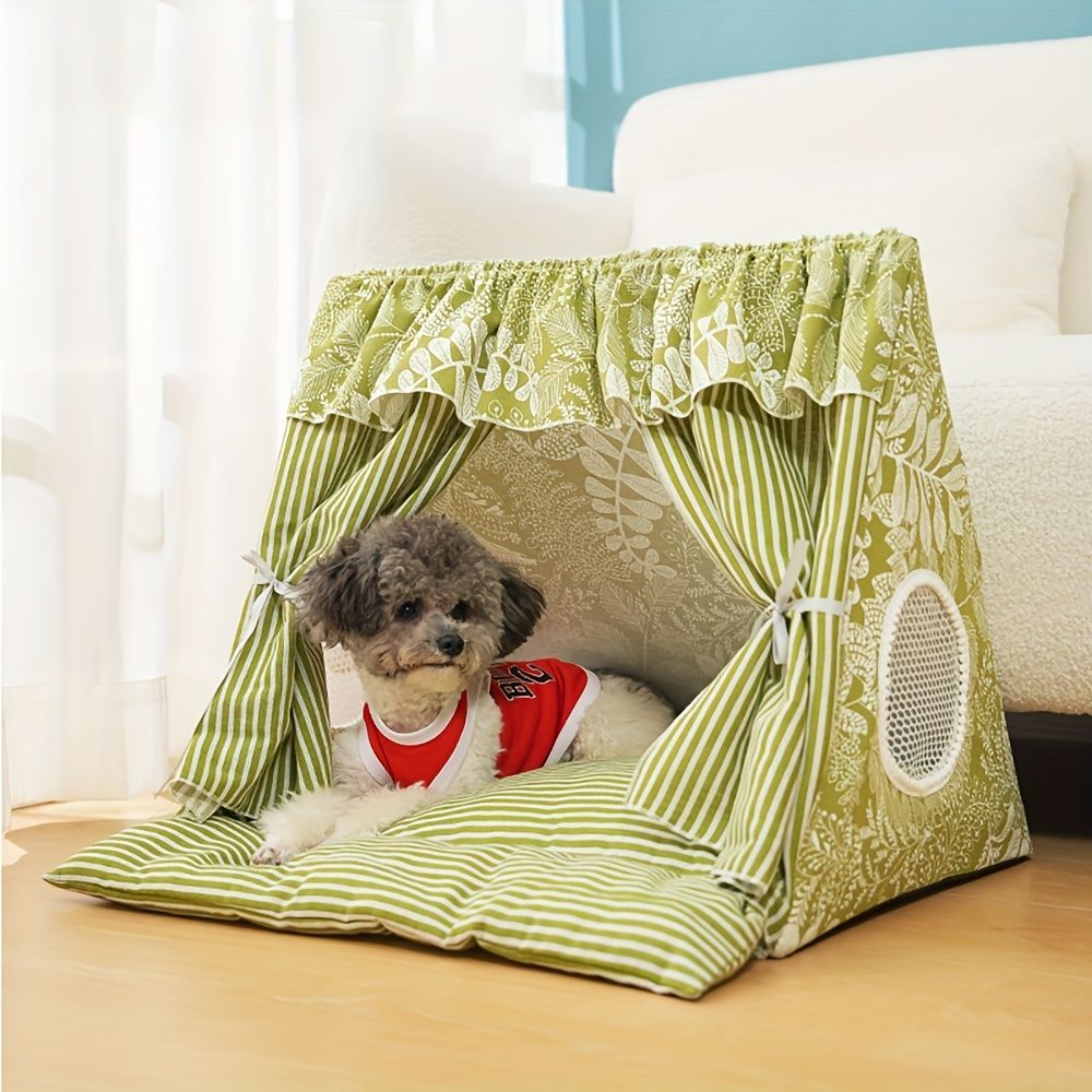 cat bed, dog bed, all-season pet bed, semi-enclosed pet tent, detachable pet bed, washable pet bed, small pet bed, medium pet bed, cute pet bed, trendy pet bed, Australian pet bed, indoor pet tent, breathable pet shelter, cozy pet hideaway, machine washab - Image 1