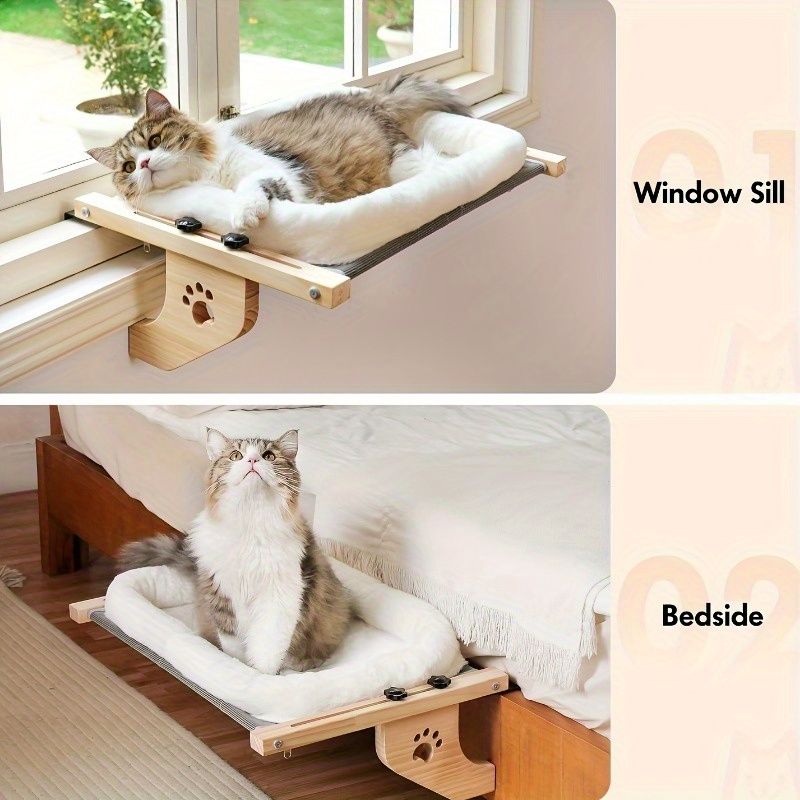 cat window perch, extended metal hooks, cat furniture, cat window bed, cat window lounger, Australian cat products, window sill cat perch, wooden cat window seat - Image 5