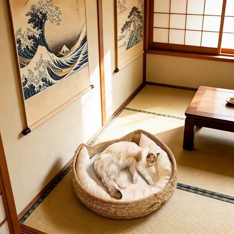 round woven cat bed, cat bed Australia, woven cat bed, cat furniture, cat resting place, cat comfort bed, pet bed Australia, small pet bed, cat sleeping bed, natural cat bed - Image 6