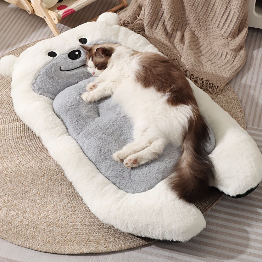 dog bed, bear shaped dog bed, thickened dog bed, enlarged dog bed, all season dog bed, comfortable dog bed, Australia, soft plush dog bed, machine washable dog bed - beige - Size XL-15kg - Image 1