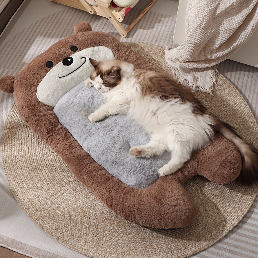 dog bed, bear shaped dog bed, thickened dog bed, enlarged dog bed, all season dog bed, comfortable dog bed, Australia, soft plush dog bed, machine washable dog bed - Dark coffee color - Size M-5kg - Image 1