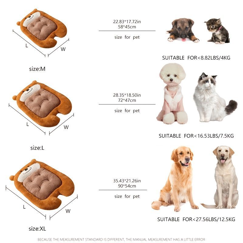 dog bed, bear shaped dog bed, thickened dog bed, enlarged dog bed, all season dog bed, comfortable dog bed, Australia, soft plush dog bed, machine washable dog bed - Dark coffee color - Size M-5kg - Image 2