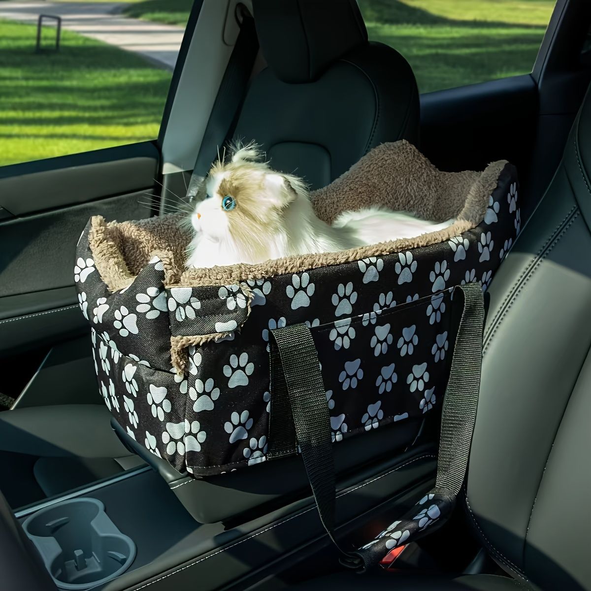 Portable Dog Carrier Dog Transport Box Furry Lining Dog Carrier High-Quality - Black - Size Regular - Image 1