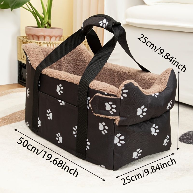 Portable Dog Carrier Dog Transport Box Furry Lining Dog Carrier High-Quality - Black - Size Regular - Image 2