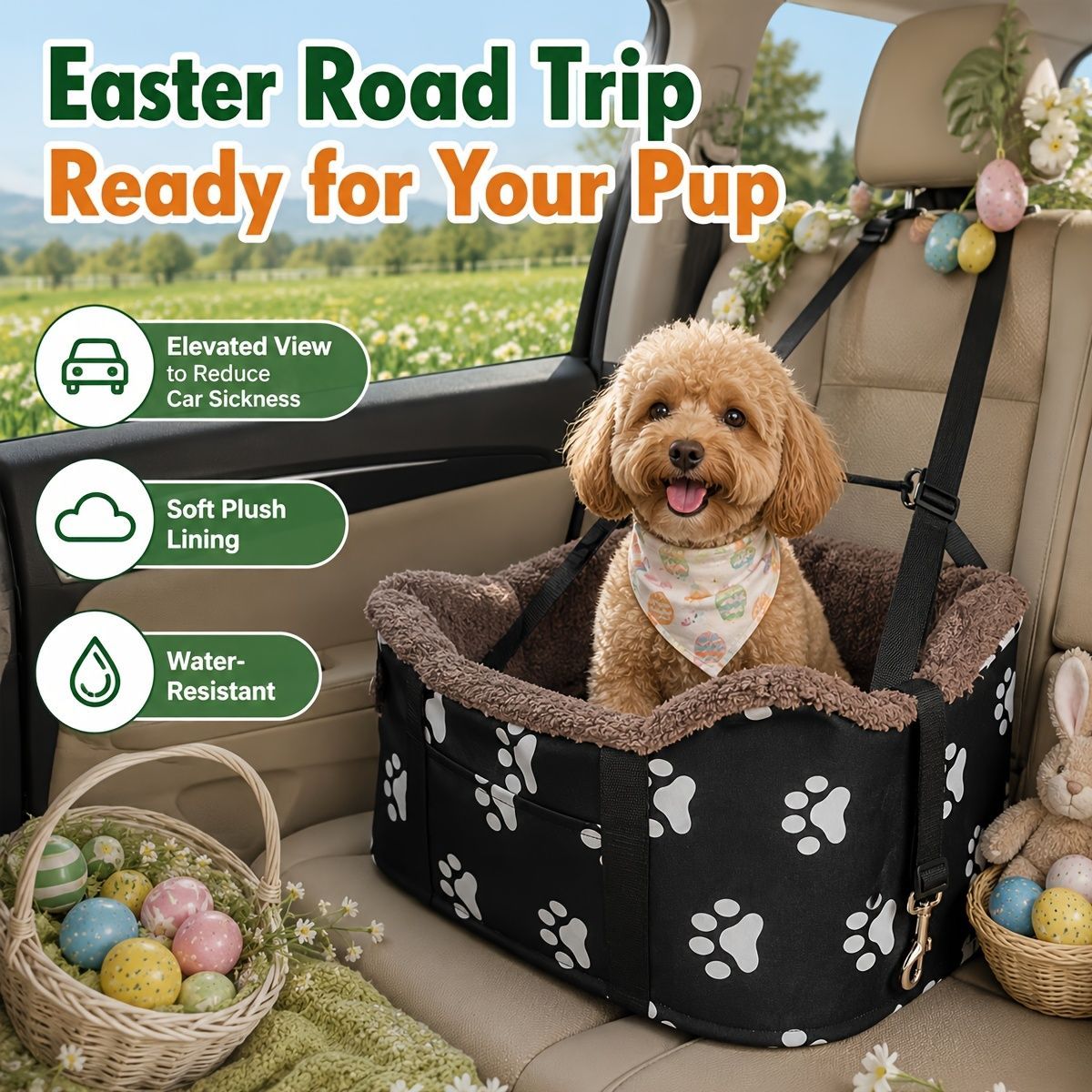 Portable Dog Carrier Dog Transport Box Furry Lining Dog Carrier High-Quality - Black - Size Regular - Image 5