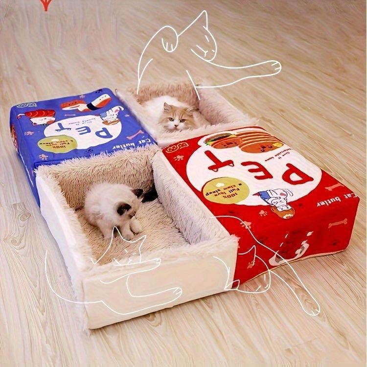 cat bed, sushi - themed, pet habitat, high - quality, value for money-blue - Image 1