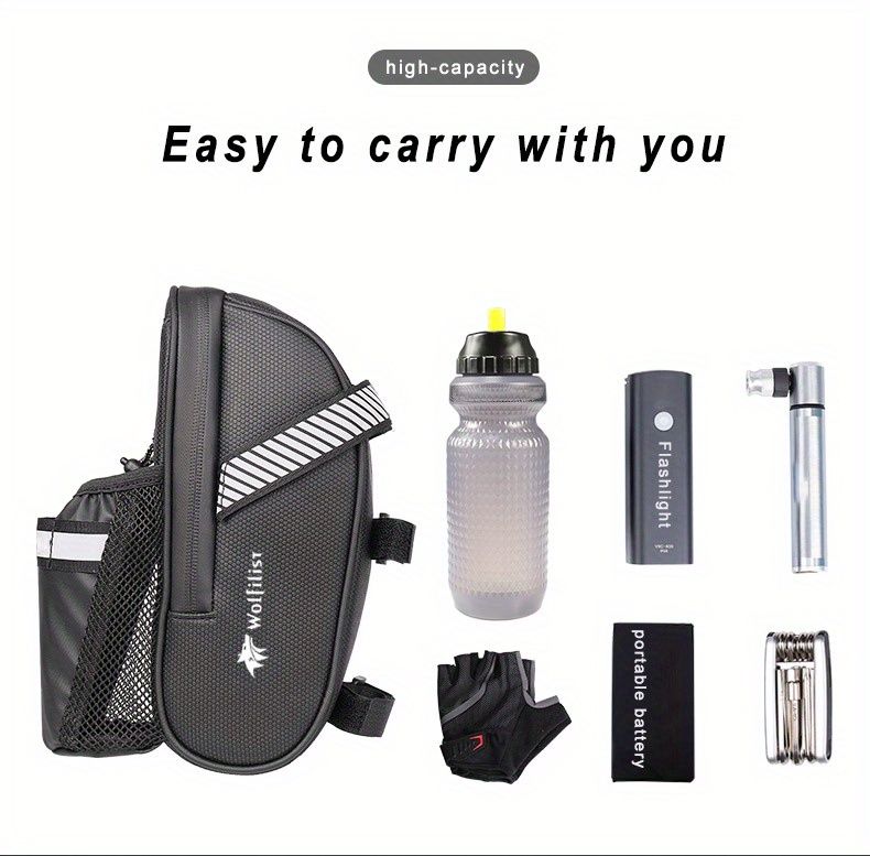 Bicycle Tail Bag with Quick Access Kettle Pocket & Reflective Safety Light - Image 3