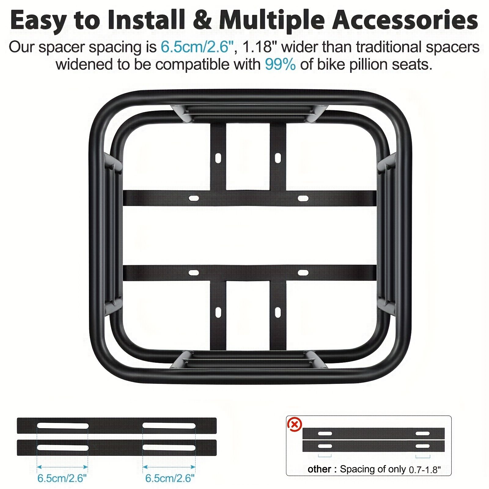 Black bike rear rack, universal bike rack, bicycle cargo rack, bike storage, cycling accessories, Australia bike rack, rear rack for bike, durable bike rack - Image 6