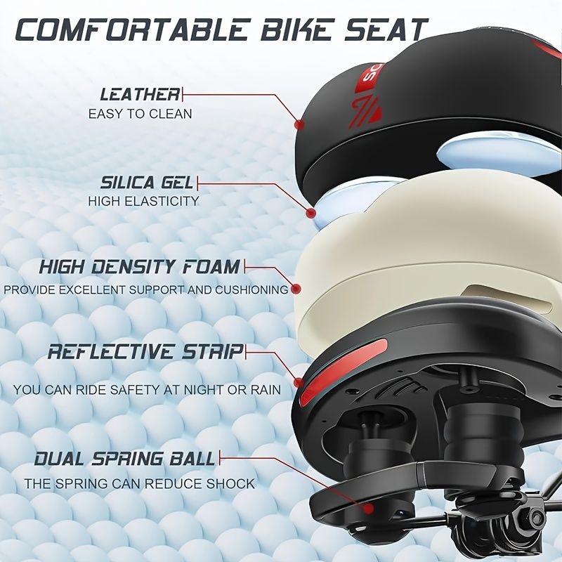 BUCKLOS saddle, wide cycling saddle, high-quality bike saddle, breathable bike saddle, black and red saddle, comfortable bike seat, durable bicycle saddle - Image 3