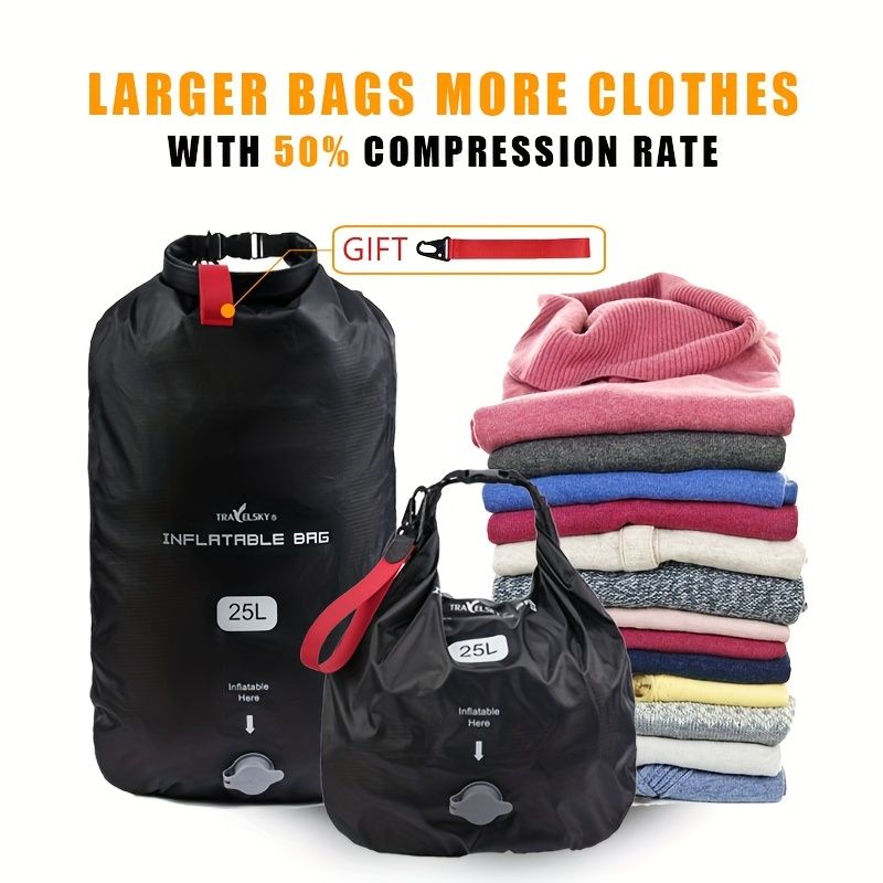 Black inflatable dry bag set, 25L dry bag, waterproof travel bag, inflatable waterproof bag, outdoor dry bag, camping gear, beach essentials, Australia travel accessories, water sports bag, dry bag 25 litre, cushioning dry bag, hiking bag - Image 2