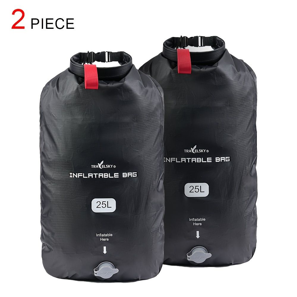 Black inflatable dry bag set, 25L dry bag, waterproof travel bag, inflatable waterproof bag, outdoor dry bag, camping gear, beach essentials, Australia travel accessories, water sports bag, dry bag 25 litre, cushioning dry bag, hiking bag - Image 5