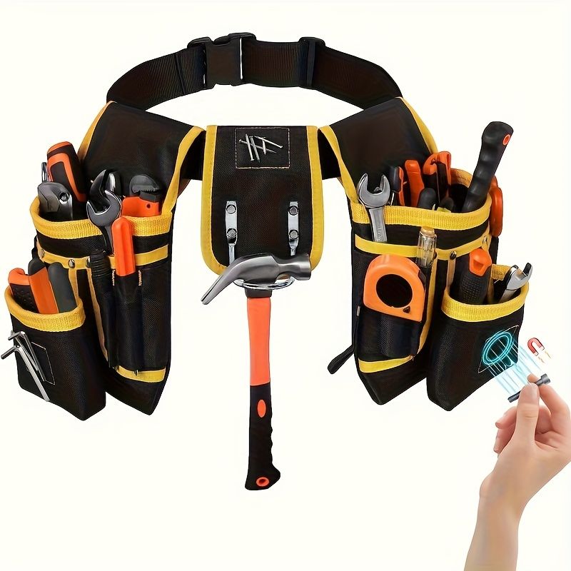 Black Yellow tool belt, industrial tools, work safety equipment, multiple pockets, durable tool belt, Australia - Image 2