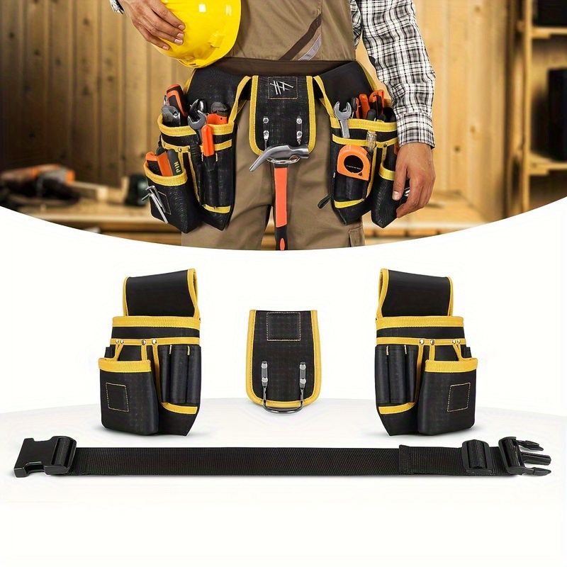 Black Yellow tool belt, industrial tools, work safety equipment, multiple pockets, durable tool belt, Australia - Image 4