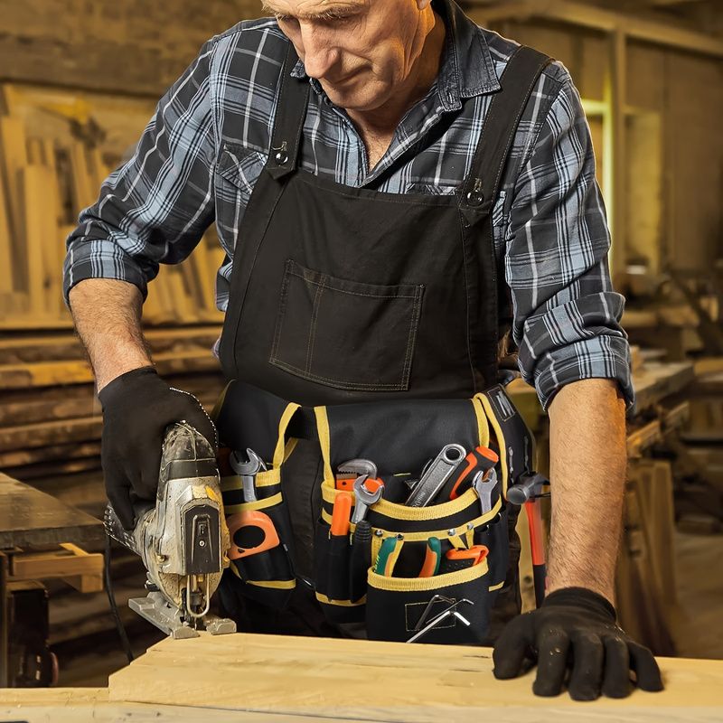 Black Yellow tool belt, industrial tools, work safety equipment, multiple pockets, durable tool belt, Australia - Image 5