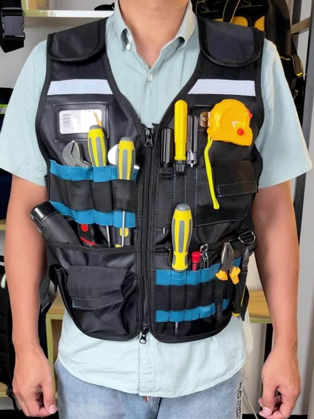 tool vest, multi pocket vest, industrial tool vest, work safety vest, tool storage vest, breathable work vest, australia tool vest, construction tool vest - Image 1