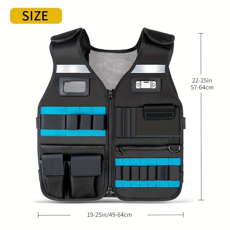 tool vest, multi pocket vest, industrial tool vest, work safety vest, tool storage vest, breathable work vest, australia tool vest, construction tool vest - Image 2