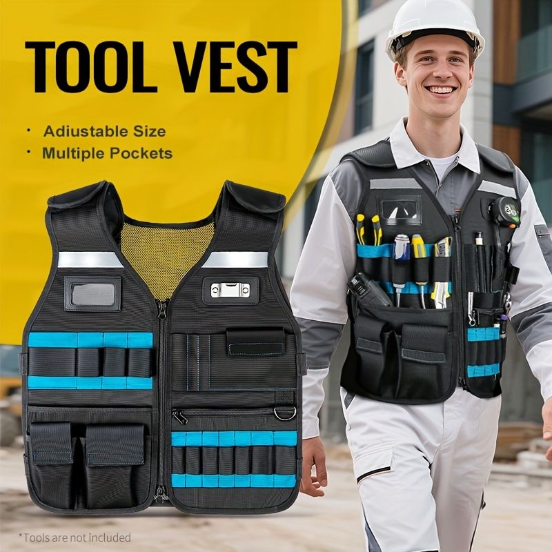 tool vest, multi pocket vest, industrial tool vest, work safety vest, tool storage vest, breathable work vest, australia tool vest, construction tool vest - Image 4