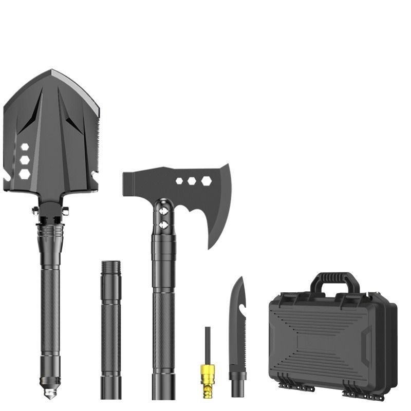 multifunctional entrenching shovel, axe set, outdoor camping, folding shovel, vehicle mounted tool, emergency kit, Australian outback, hiking tool, digging axe, bushcraft gear - Black - Size 1SD14X-2-F8 - Image 2