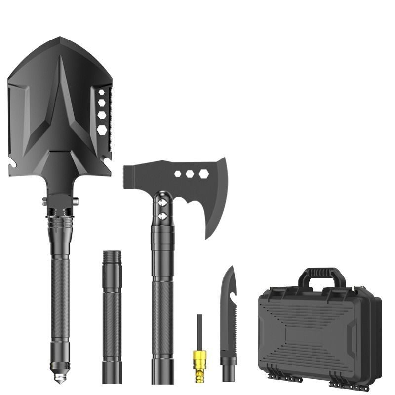 multifunctional entrenching shovel, axe set, outdoor camping, folding shovel, vehicle mounted tool, emergency kit, Australian outback, hiking tool, digging axe, bushcraft gear - Black - Size 5SD14-26JD - Image 3