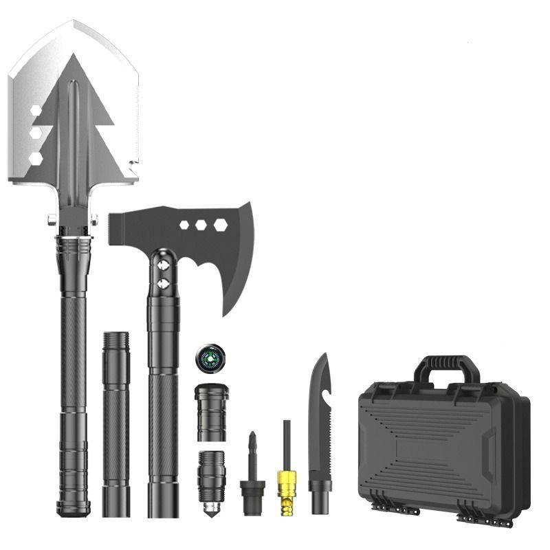 multifunctional entrenching shovel, axe set, outdoor camping, folding shovel, vehicle mounted tool, emergency kit, Australian outback, hiking tool, digging axe, bushcraft gear - Black - Size 6SD14-25J - Image 4