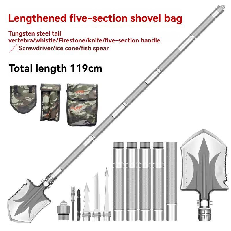 multifunctional military shovel, outdoor folding shovel, survival gear, heavy-duty spade, camping tool, hiking shovel, Australian outdoor gear, detachable shovel, emergency tool - Gray - Size 96CM - Image 5
