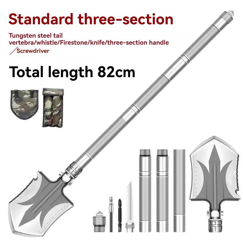 multifunctional military shovel, outdoor folding shovel, survival gear, heavy-duty spade, camping tool, hiking shovel, Australian outdoor gear, detachable shovel, emergency tool - Silver - Size 112CM - Image 3