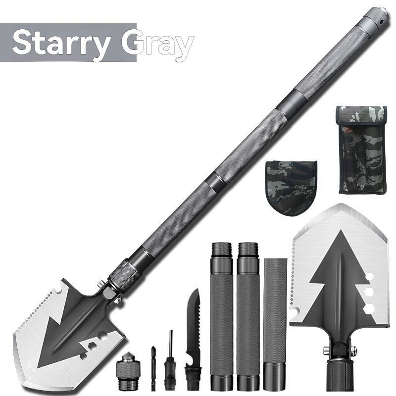 multifunctional military shovel, outdoor folding shovel, survival gear, heavy-duty spade, camping tool, hiking shovel, Australian outdoor gear, detachable shovel, emergency tool - Silver - Size 96CM - Image 2