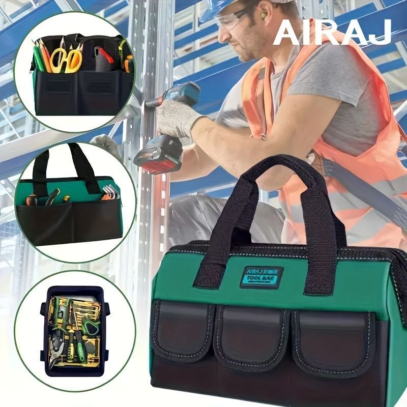 Tool Storage Bag Oxford Cloth Tool Bag Multifunctional Tool Organizer Durable - black - green - Size regular - Image 1