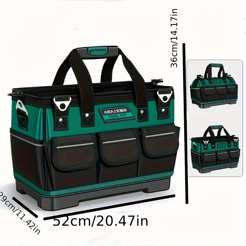 Tool Storage Bag Oxford Cloth Tool Bag Multifunctional Tool Organizer Durable - black - green - Size regular - Image 2