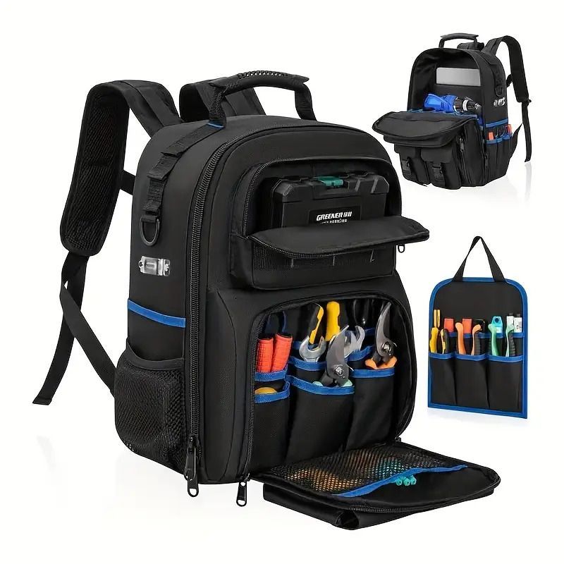 Tool Backpack Tool Storage Professional Tool Bag DIY Tool Backpack Tool - Black - Size regular - Image 1