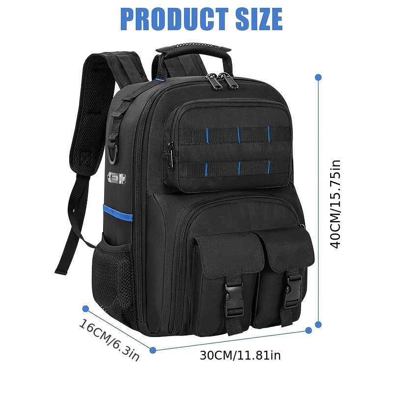 Tool Backpack Tool Storage Professional Tool Bag DIY Tool Backpack Tool - Black - Size regular - Image 4