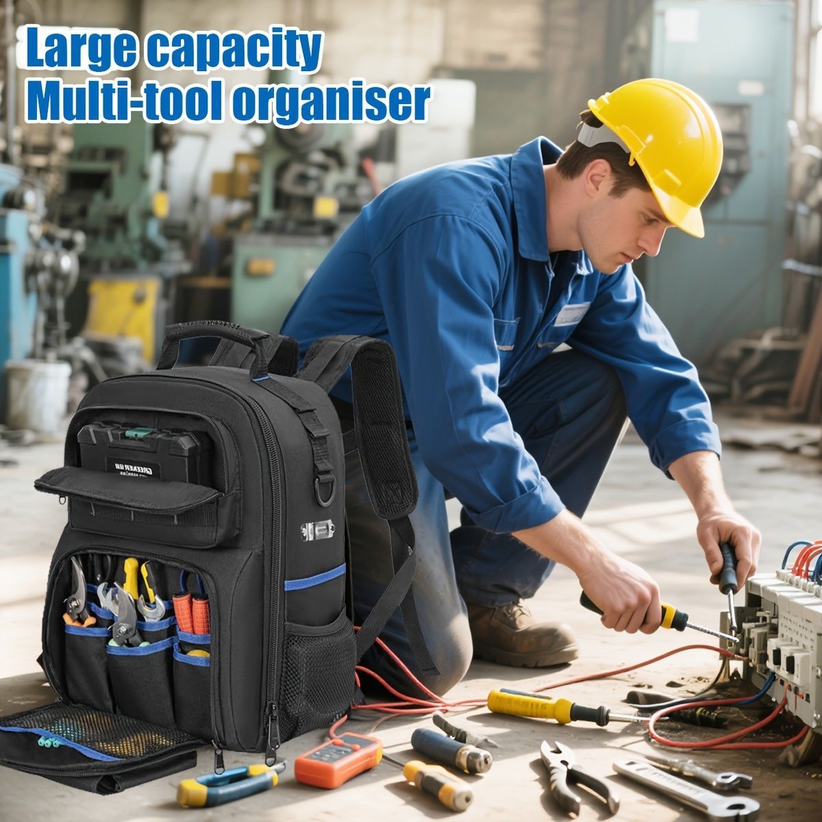 Tool Backpack Tool Storage Professional Tool Bag DIY Tool Backpack Tool - Black - Size regular - Image 6