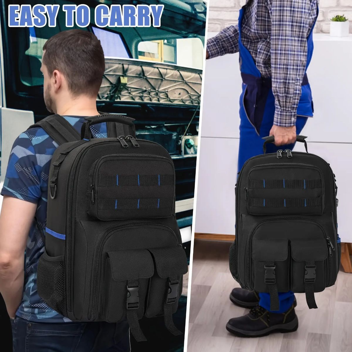 Tool Backpack Tool Storage Professional Tool Bag DIY Tool Backpack Tool - Black - Size regular - Image 8