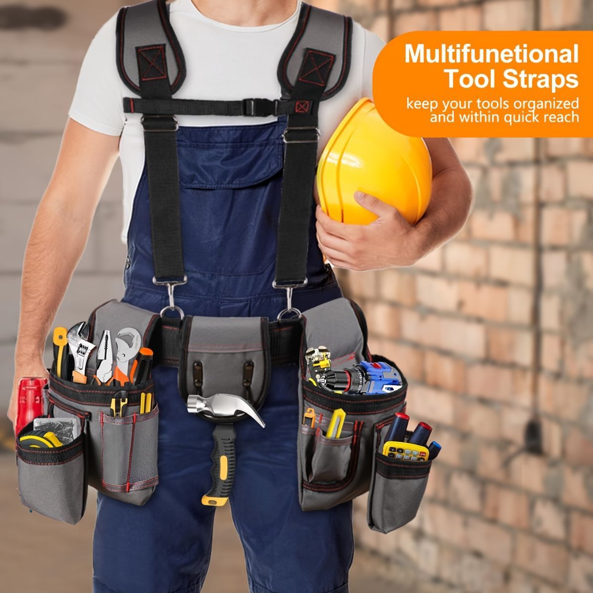 Tool Chest Suspenders Tool Storage Tool Organization Heavy Duty Suspenders - Gray - Size regular - Image 1