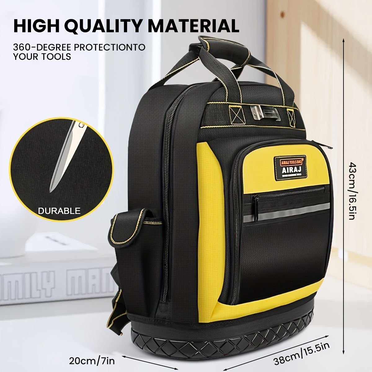 Tool Backpack Durable Tool Bag Organised Tool Storage Professional Tool - Black - Size regular - Image 6