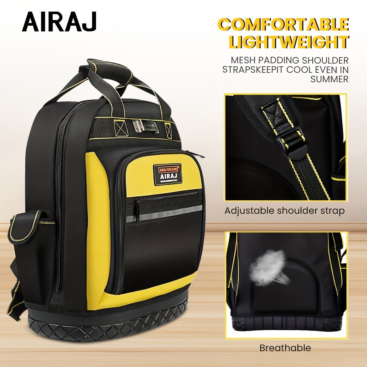 Tool Backpack Durable Tool Bag Organised Tool Storage Professional Tool - Black - Size regular - Image 7