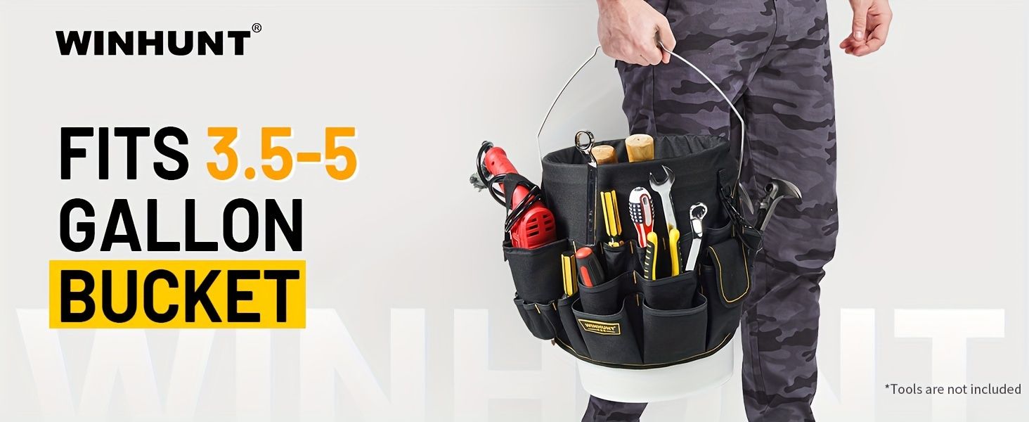 Black bucket tool organizer, tool storage, heavy duty tool organizer, multiple tool pockets, DIY tool storage, professional tool organizer, Australian tool storage - Image 1