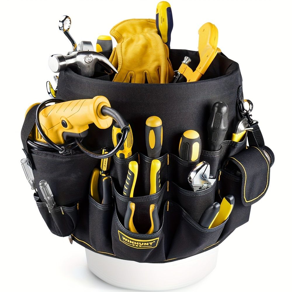 Black bucket tool organizer, tool storage, heavy duty tool organizer, multiple tool pockets, DIY tool storage, professional tool organizer, Australian tool storage - Image 4