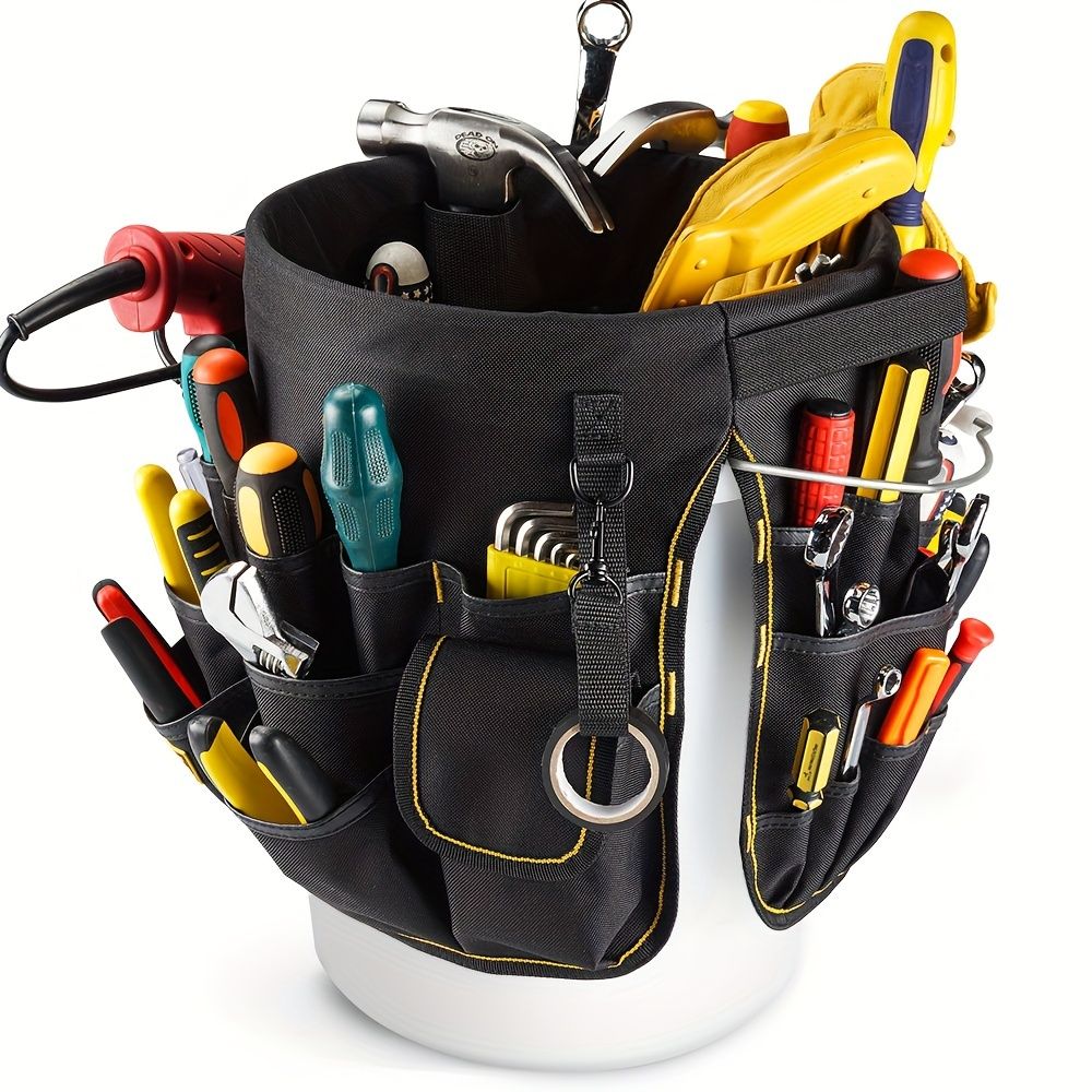 Black bucket tool organizer, tool storage, heavy duty tool organizer, multiple tool pockets, DIY tool storage, professional tool organizer, Australian tool storage - Image 5