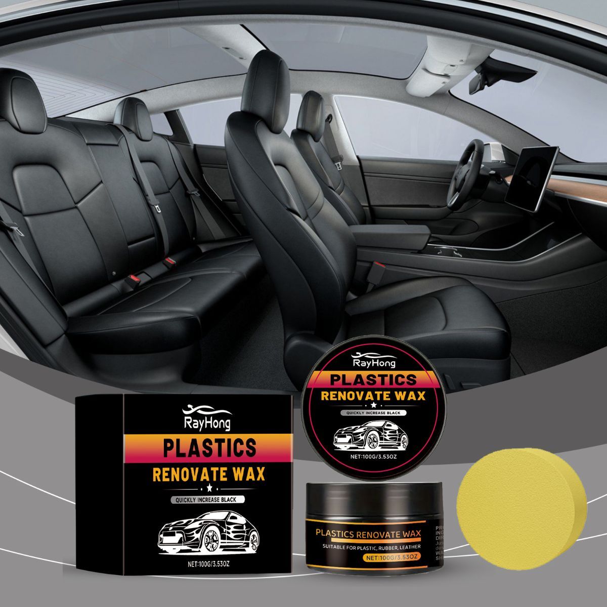 Car Plastic Renovate Wax Australian Car Care Plastic Restoration Wax Car Trim - White - Size 100g-2pcs - Image 3